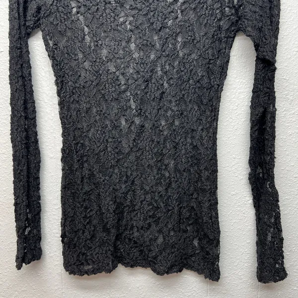 Womens Y2K Lace Sheer Open Knit Fairy Grunge Fitted Top XS Witchy Whimsigoth - Image 4