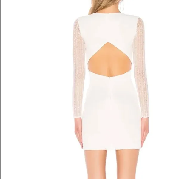 NWT Superdown Lauri Dress White Deep V Lace Bodycon Long Sleeve mini dress - Image 6