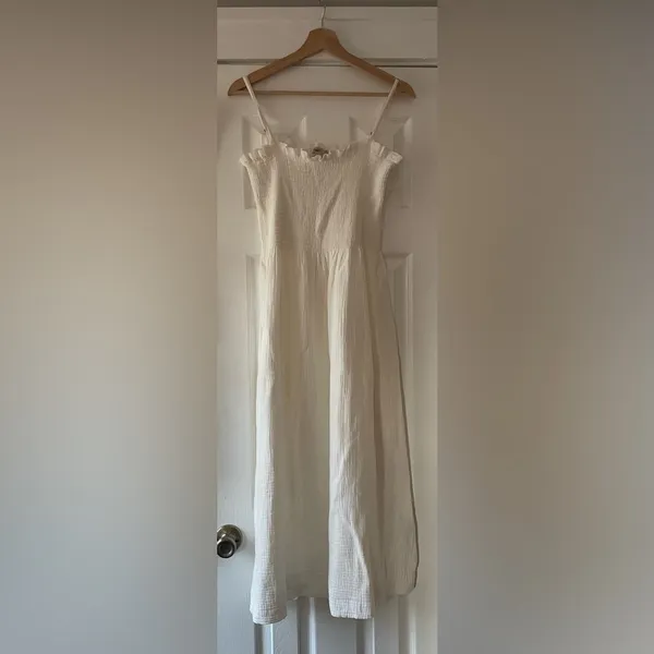 Faherty White Organic Cotton Gauze Sun Dress Size Small Unused - Image 3