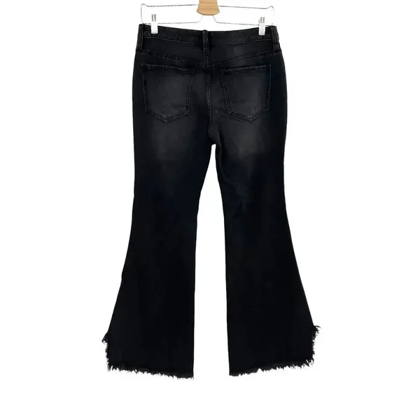 Free People Vintage Flared Jeans Black Ash‎ Denim Raw Hem Size 27 - Image 8