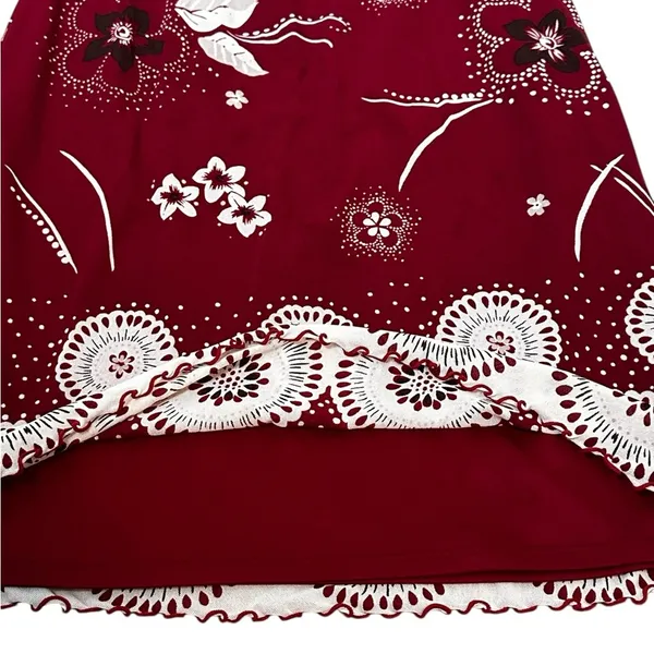 90s Y2K Women’s Mesh Skirt Floral Overlay Fairy WhimsiGoth Burgundy Size Small - Image 5
