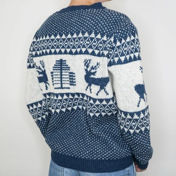 Vintage 90s Nordic Reindeer Christmas Sweater - Image 3
