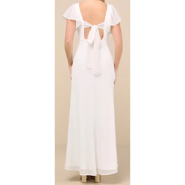 NWT Lulus Size Small Simply Delightful White Tie-Back Flutter Sleeve Maxi Dress - Image 4