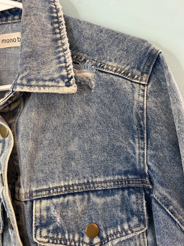 Women’s Mono B faded blue denim jackets small - Image 12
