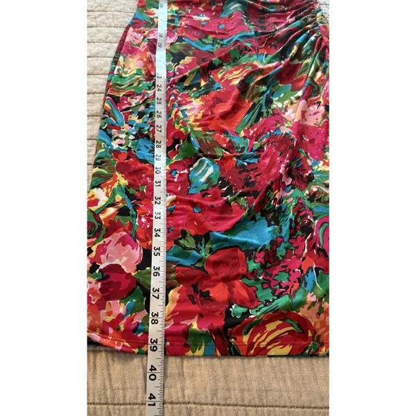 Lauren Ralph Lauren Faux Wrap Dress Sz 6 Floral Stretch Vibrant Jersey‎ Ruched - Image 11