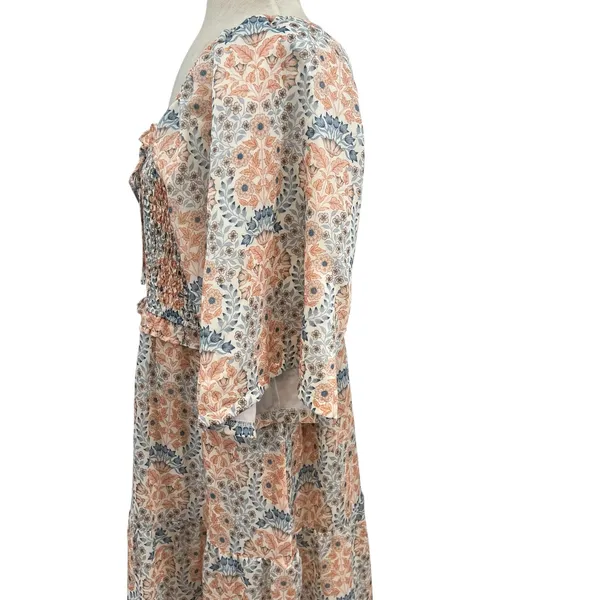 Ivy City Co. Nora Maxi Dress Floral Print Smocked Orange Blue‎ Plus Size 1X - Image 10