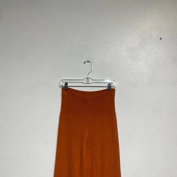 Free People Orange Keep It Real Ribbed Flare Pant Sz M - Image 3