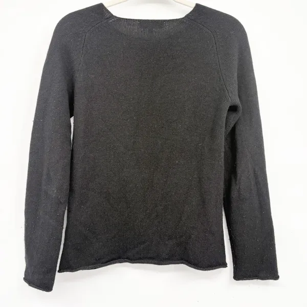 Estheme Cachemire Women Black 100% Cashmere Pointelle Minimalist Sweater Size S - Image 6