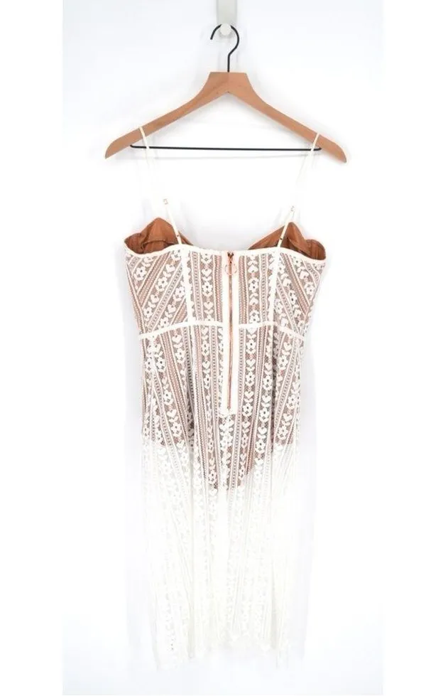NEW For Love and Lemons Dakota Lace Midi Dress Bodysuit Sheer White Size M - Image 5