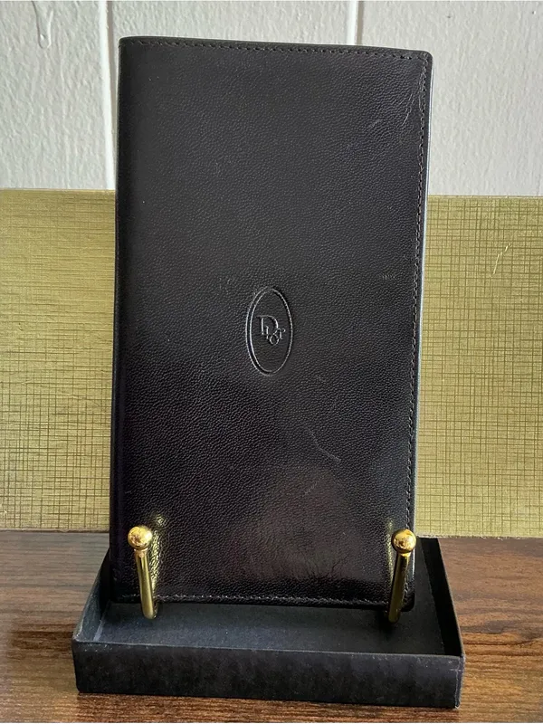 A HTF Rare Vintage Dark Brown Calfskin Leather Christian Dior Soft Travel Wallet - Image 2