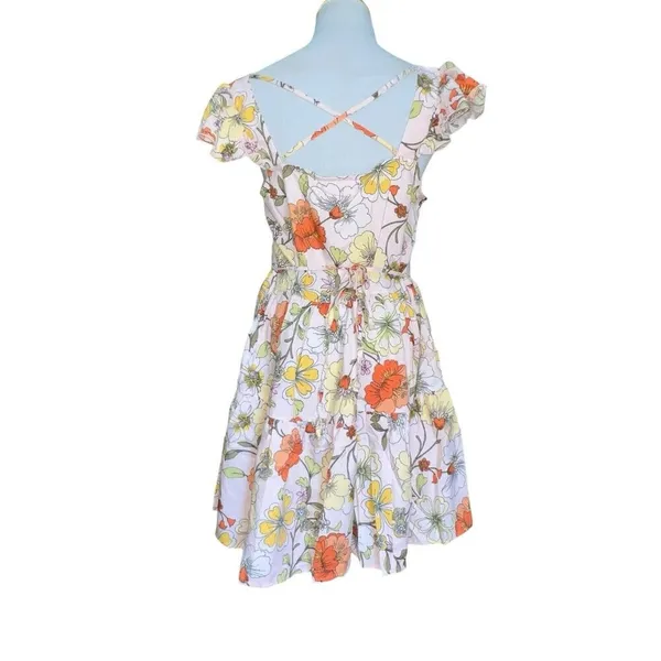 Band of Gypsies Collective Lottie & Holly Floral Mini Dress Blush Pink‎ Rust Fit N Flare Med - Image 3
