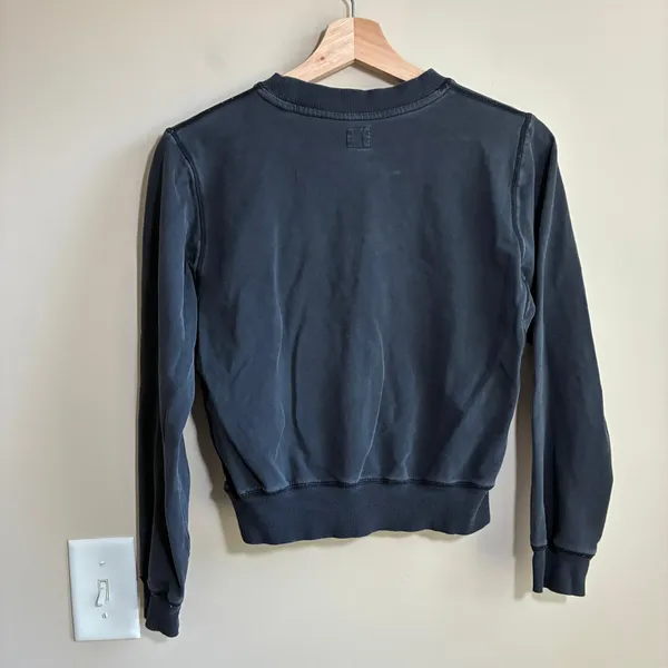 LuDao store Faded Crewneck Sweatshirt S Black Womens Ribbed Cotton Blend - Image 6