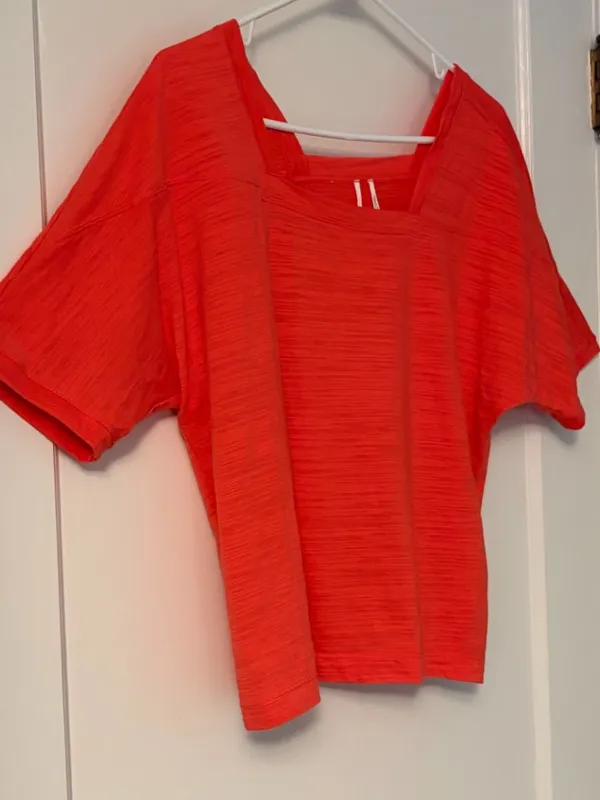 By Anthropologie square neck bright orange blouse size small - Image 2