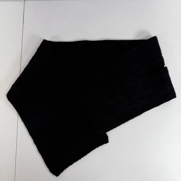 Lands End Scarf Black Cable Knit Keyhole Pull Through Neck Warmer Classic Preppy - Image 4
