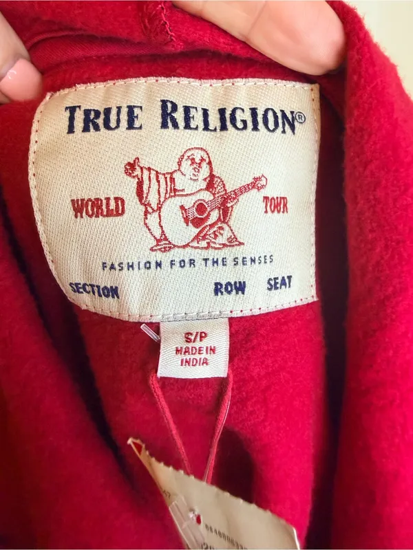NWT True Religion Red Leopard Print Cropped Hoodie Size Small - Image 13