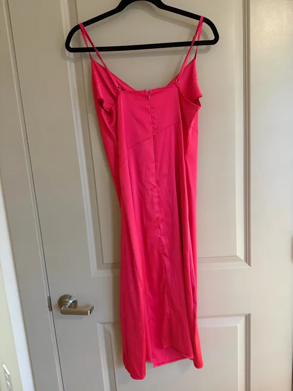 Pink silk midi dress Size M - Image 2
