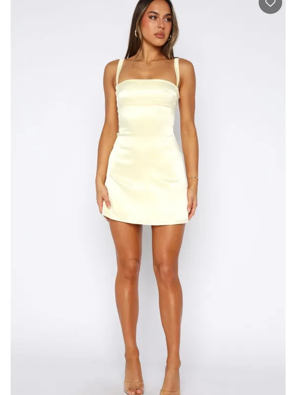 WHITE FOX Just A Girl Mini Dress Lemon, S - Image 8