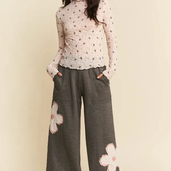 Davi & Dani Ribbon Bow Lace Hem Long Sleeve‎ Mesh Layering Top - Image 8