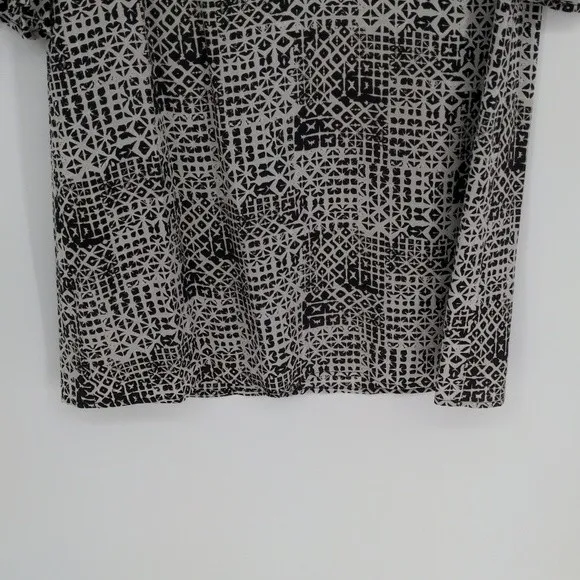 Garnet Hill Bell Sleeve Silk Shift Dress Women’s 10 Black White Geometric Office - Image 7