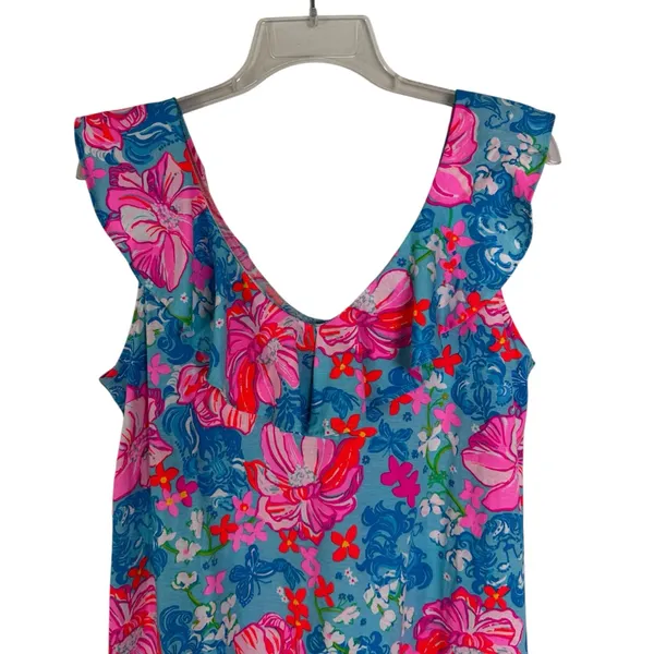 Lilly Pulitzer Alessa Cotton Dress in Surf Blue Luscious Lions Size M - Image 7