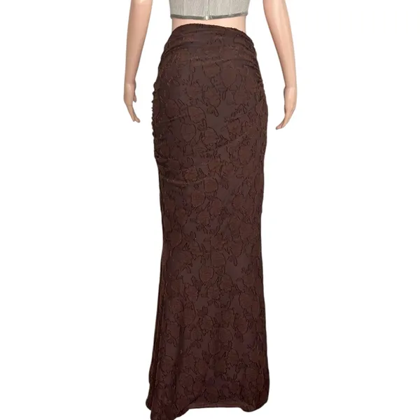 HOUSE OF CB Adrielle Jersey Burnout Maxi Skirt, Cocoa, L+ - Image 7