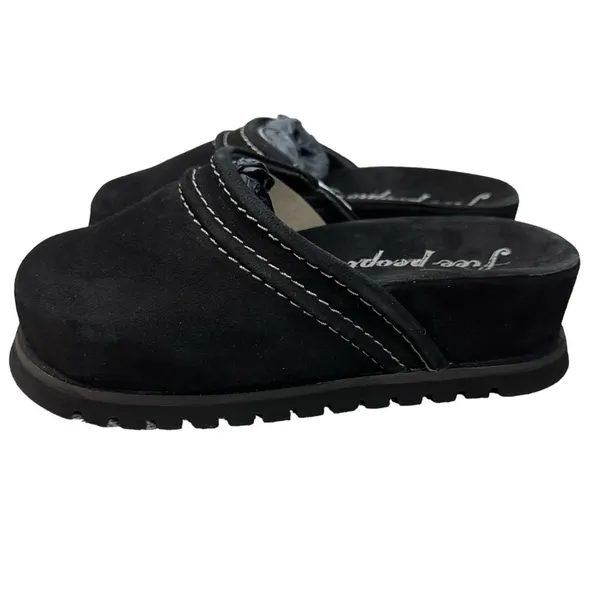 Free People Milo Everyday Mules in Black NIB NEW Suede Leather Chunky Size 7 - Image 7