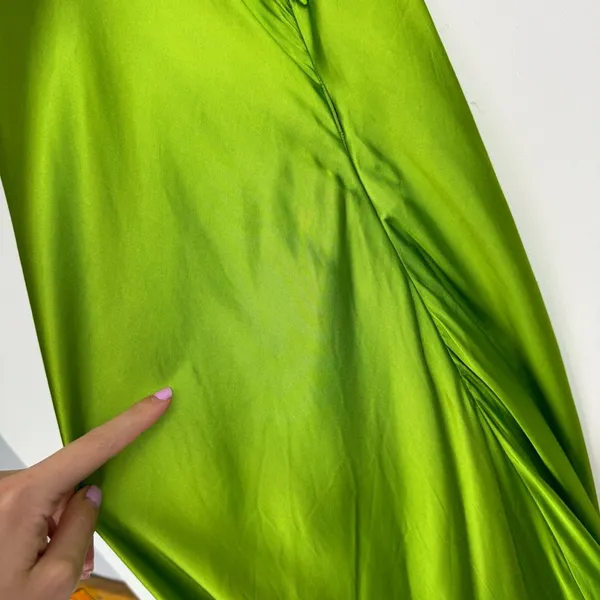 NWT ZARA Bright Green Satin Slip Midi Dress Sz XL Drapey Wrap Side Slit - Image 13