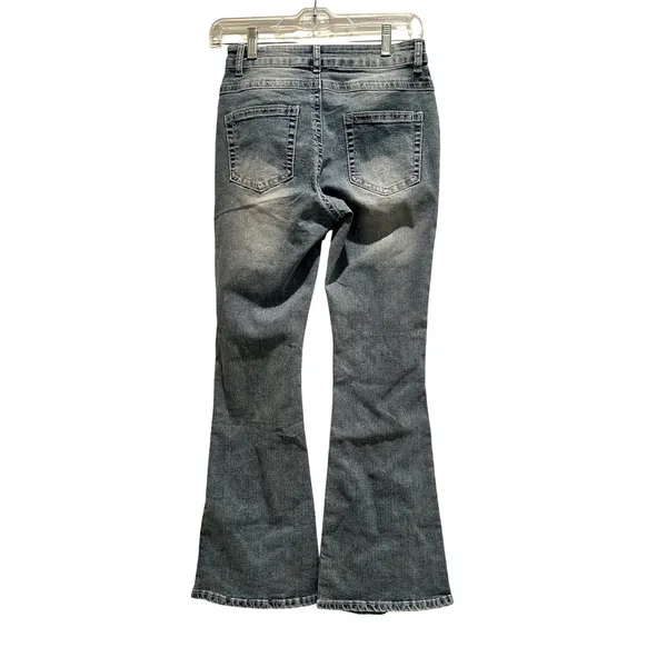 Petite Flare Jeans Y2K Light Wash Stretch Denim Mid Rise‎ Small - Image 4