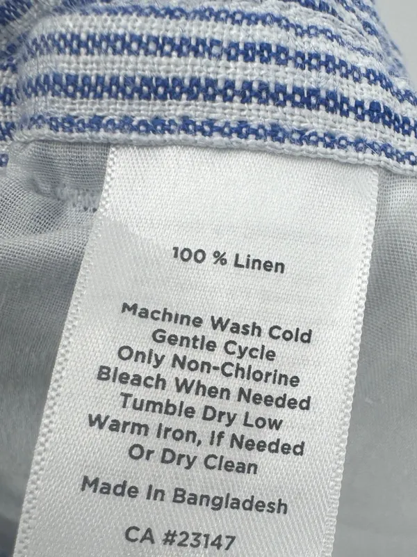 Talbots Linen Wide Leg Striped Pull On Relaxed Fit Pants Blue White Size 14 - Image 5