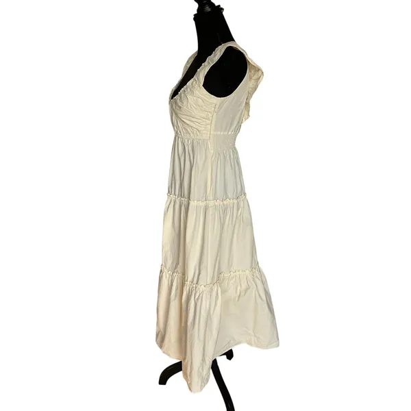 Derek Lam Yellow Tiered Ruffle Midi Dress Size 2 Cotton Cottage Designer $420 - Image 9