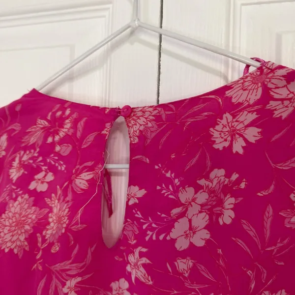 Hot Pink Floral Long Sleeve Mini Dress XS - Image 7