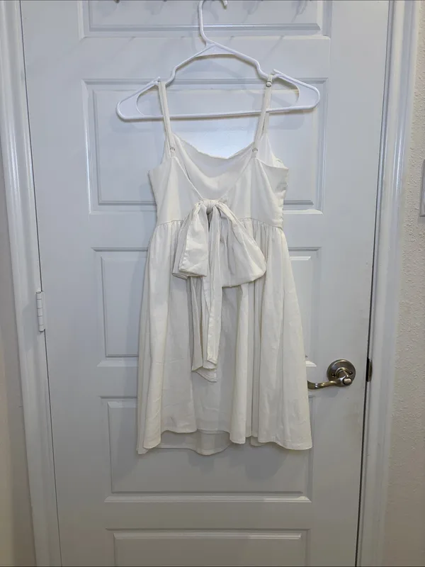 NWT Hello Molly White Cotton Mini Dress Tie Back Sundress Size 6 M - Image 3