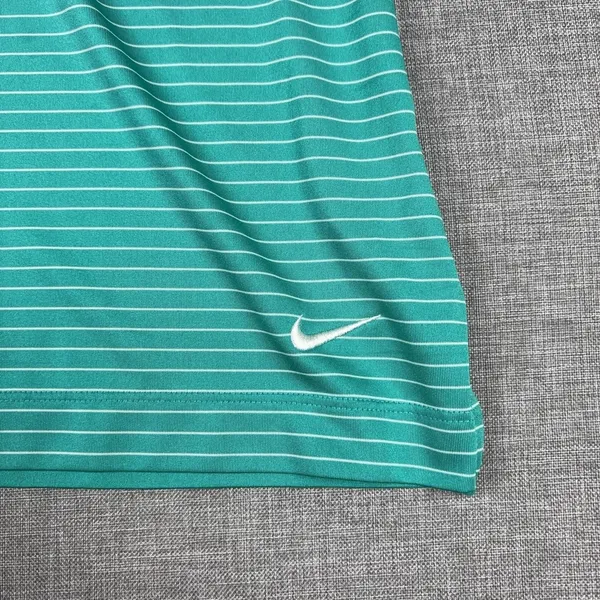 Nike Golf Polo Shirt Womens Medium Green Striped‎ Dri-FIT Quicken Loans National - Image 3