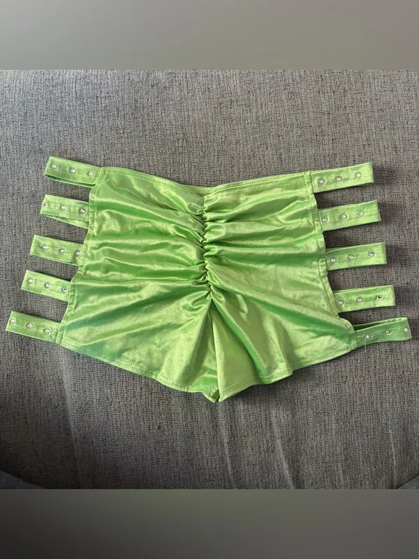 Amazon Neon Green Jeweled Strappy Dance Shorts - Image 4