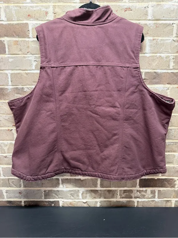 Carhartt Washed Duck Mock Neck Vest Plum Blackberry Purple Sherpa Lined Zip Up - Image 4