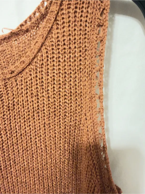 Fore Ellie Sleeveless Knit Crochet Fringe bottom top-medium - Image 8