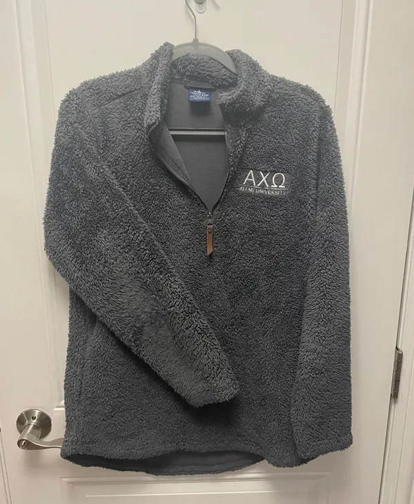 Miami University Alpha Chi Omega fuzzy quarter zip sweatshirt - Image 4