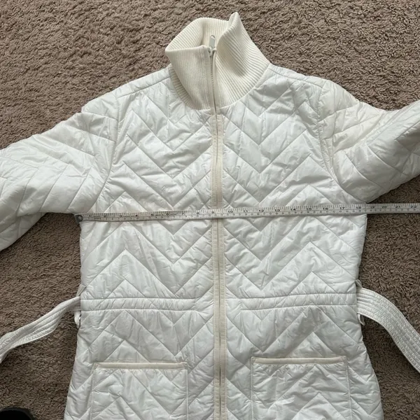 Athleta Mendocino Coat Zipper Front Belted Magnolia White Puffer Women’s Size XS - Image 10