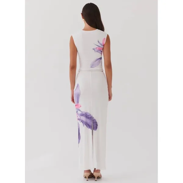 Peppermayo Waiting For Dawn White Floral Mesh Maxi Skirt Size 2 - Image 3