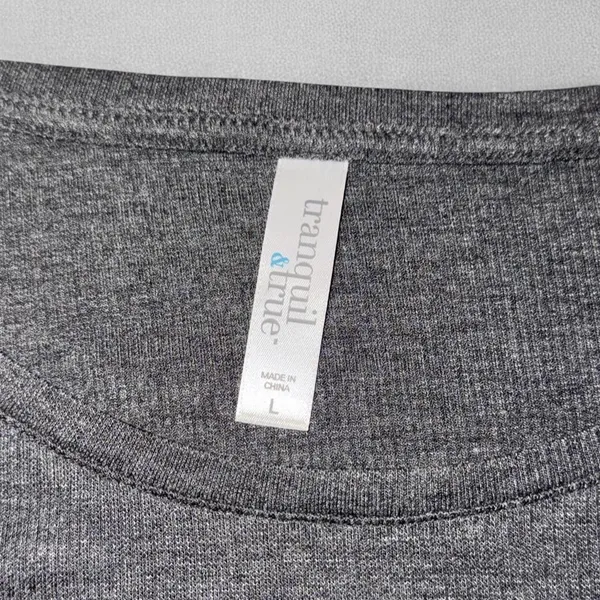 Heather Gray Ribbed Short Sleeve Baby Tee with Pocket, size Large - Image 2