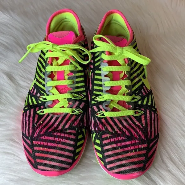 Nike Free Tr Fit 5 Pink Pow/Volt Black Athletic Shoes Size 7 - Image 2
