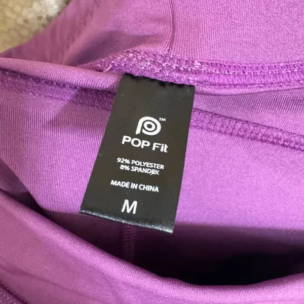 PopFit Purple High Waist Pockets Active Athleisure Leggings Medium - Image 3