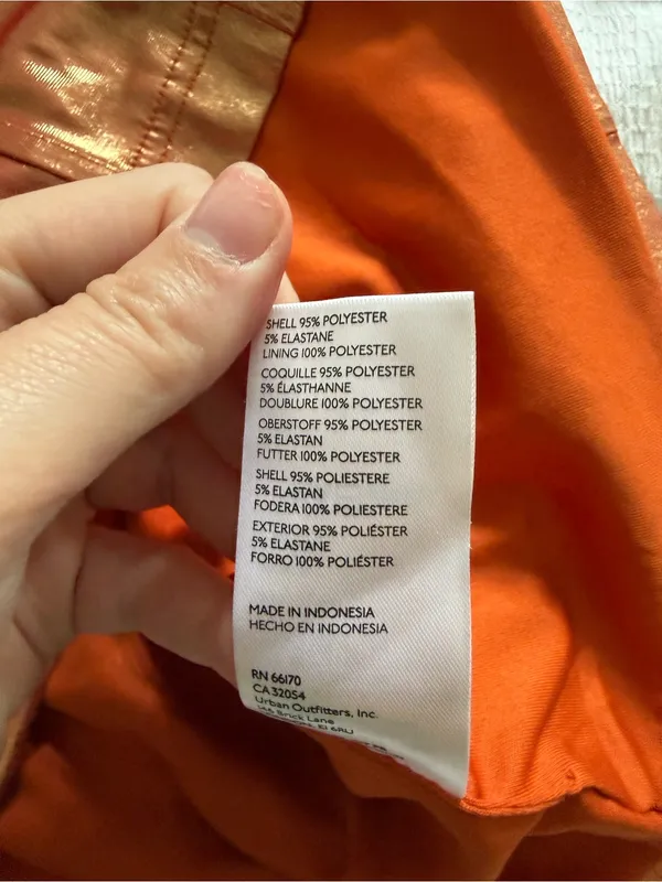 Urban Outfitters Kristy Disco Metallic Mini Dress Strapless Orange Shiny Small - Image 10