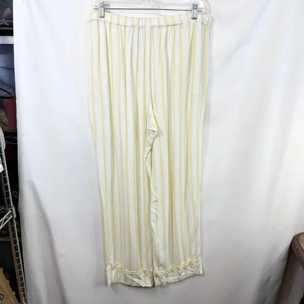 Martha Stewart Large Pajama Set Yellow White‎ Striped Rayon Short Sleeve 497 - Image 9