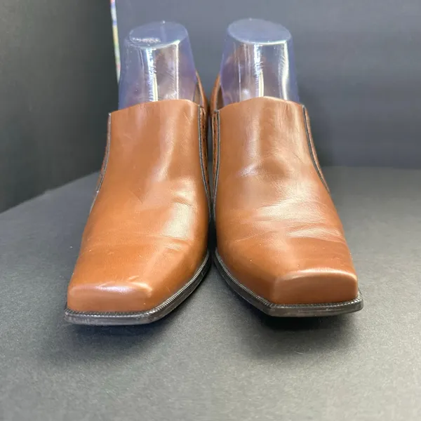 Franco Sarto Womens size 10 Square Toe Western Leather Bootie Heel Brown - Image 3