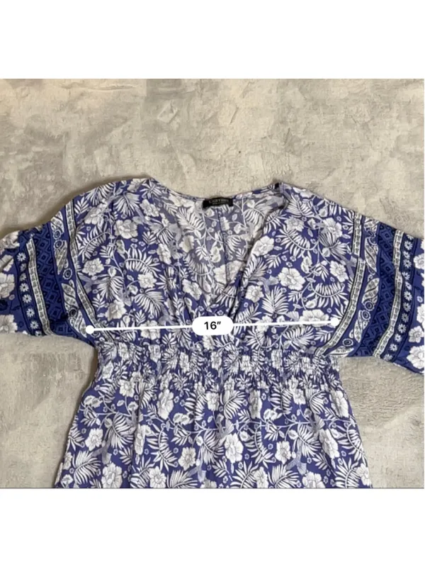 Women's Camisa Blue & White Floral Maxi Dress M-L - Image 7