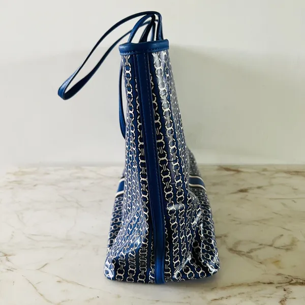 TORY BURCH Blue White Stripe Gemini Link Tote Bag - Image 6
