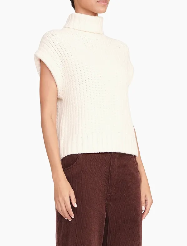 Staud Bette merino wool rib-knit cap sleeve turtleneck sweater size S small NEW - Image 16