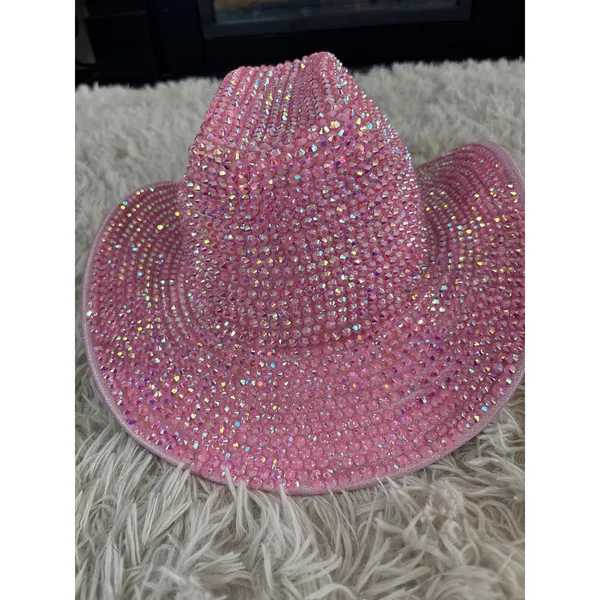 Sparkling Pink Rhinestone Cowboy‎ Hat Bling Western NWOT - Image 4