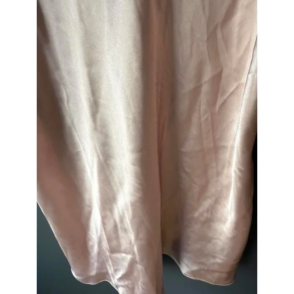 Linea Donatella Pale Pink Satin Slip Dress with Lace Detail Size Large - Image 5